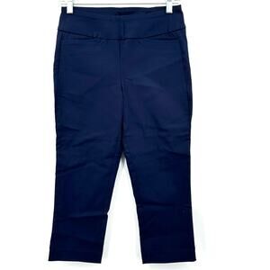 Belle by Kim Gravel Navy Blue Pull On Capri Pants Cotton Twill Womens Size 4